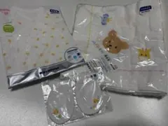 新品　ミキハウス　ベビーセット　バスタオル　コンビ肌着　ミトン