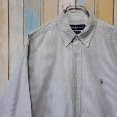 A274☆ラルフローレン☆BDシャツ☆ストライプシャツ☆カラーポニー☆XL相当