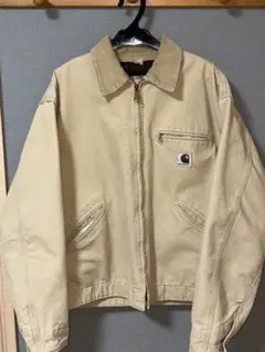 【90s USA製】カーハート デトロイトジャケット ナチュラル、生成り 襟同色