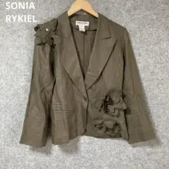 SONIA RYKIEL フラワー装飾付き オリーブグリーンジャケットのサムネイル