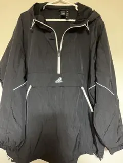 アディダス ハーフジップ フード付きナイロンジャケット オーバーサイズXOサイズ