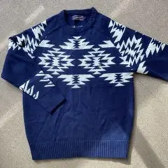 In'crewsive ネイビー 幾何学模様 セーター