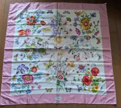 美品】GUCCI グッチ フローラル シルクスカーフ 大判 花柄 エレガント
