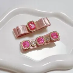 ピンクリボン ヘアクリップセット