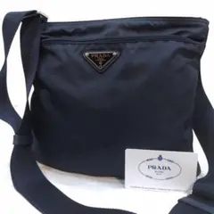 プラダ サコッシュ ショルダーバッグ レザー×ナイロン ネイビー ギャラ付