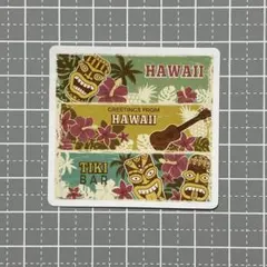 【A328】防水ステッカー ハワイ レトロ ティキ ハイビスカス Hawaii