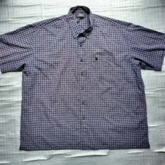 L*O様 knights ナイツ 半袖チェック総柄模様シャツ刺繍ロゴ胸ポケット古