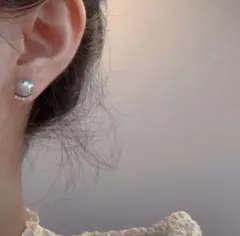 s48 一粒パールピアス｜ジルコニアライン 上品 シンプル 小ぶり