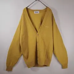 Wilson ニット カーディガン L 毛100% 刺繍ロゴ 日本製 Vネック