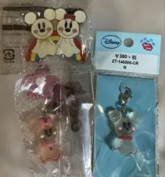 ディズニー　パーツクラブ　てるてる坊主　ミッキー　ミニー　ファスナーマスコット