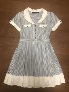 an another angelus ストライプ開襟シャツワンピース*