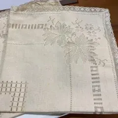 WAKO生成り刺繍ハンカチ大❣️新品２枚セット