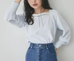 【La boutique BonBon】クールタッチUV布帛ドッキングニットのサムネイル