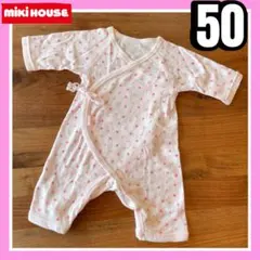 MIKI HOUSE ミキハウス　花柄コンビオール　 50サイズ　新生児　長袖
