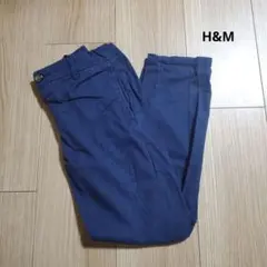 H&M　128 ネイビー リラックスパンツ　コットン　長ズボン　130