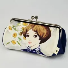 中原淳一×あやの小路がま口ポーチ 昭和レトロ デイジー 人物画 レトロ 未使用のサムネイル