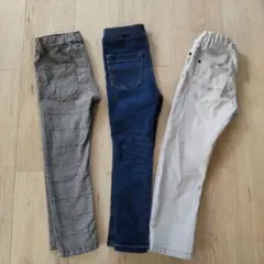 デニム チェックパンツ チノパン 3本セット 100 110