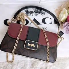 未使用☆COACHコーチ 2wayチェーンショルダーバッグ ブラウン