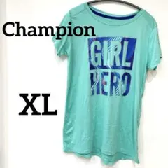 美品✨チャンピオン プリント Tシャツ【XL】グリーン 半袖 緑 春服 夏服