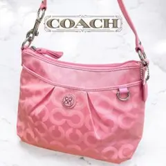 【未使用】COACH ワンショルダー アクセサリーポーチ オプアート ピンク