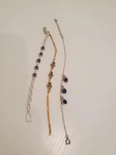 青色ストーン シルバー ゴールド ブレスレット3点セット