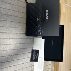 CHANEL マトラッセ　ラムスキン　ラウンドファスナー　長財布　黒　正規品