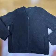 ユニクロ　黒 ボアフリース Vネックフルジップカーディガン
