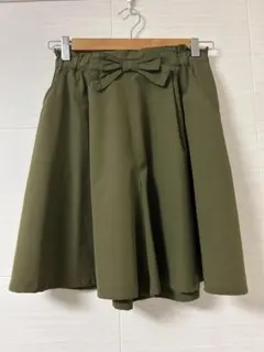リボン付きオリーブ色フレアキュロット160