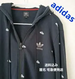 年末価格です‼️adidas ダブルジップ パーカー スニーカー柄