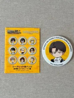 進撃の巨人 ソフトバンクホークス コラボ 缶バッジ リヴァイ