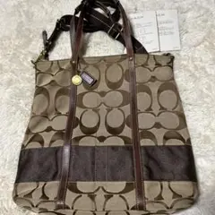 COACH ブラウンロゴトート、ショルダーバッグ
