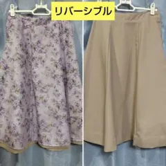 tocco closet/リバーシブルスカート/花柄＊ベージュ/パープル