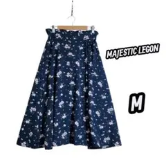 マジェスティックレゴン ☆ ネイビー 花柄 フレアスカート M 総柄