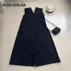 PLUS OTO.HA オープンカラーオールインワン/ブラック - メルカリ