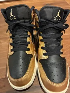 Nike Air Jordan 1 Mid Black Gold 25cm
