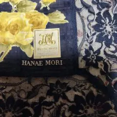 大判　HANAEMORI 紺色のレースハンカチ