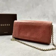 GUCCI シマ チェーンウォレット レザー レディース 長財布 8419