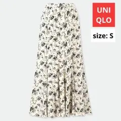 試着のみ❗UNIQLO 総柄 マーメイド ロングスカート S 小花柄 秋冬〜春