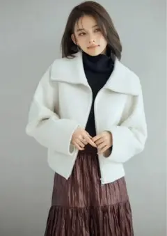 SAISON DE PAPILLONダブルフェイスショート丈コートライトベージュ