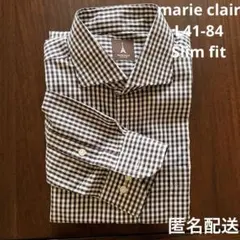 美品★マリクレール　紳士　メンズ　ワイドカラー　カジュアル　長袖ワイシャツ