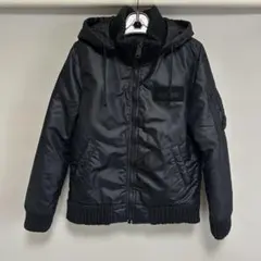 ALPHA INDUSTRIES ブラックナイロンミリタリージャケット サイズM