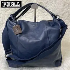 FURLA フルラ 2way トートバッグ ショルダーバッグ ネイビー 青
