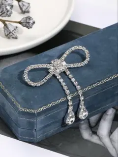 リボン ブローチ コサージュ ラインストーン 2点セット 新品未使用