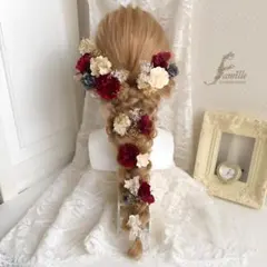 祝福の花 ✧ くすみ赤 × ゴールド 髪飾り ｜ 前撮り 卒業式 成人式 和装