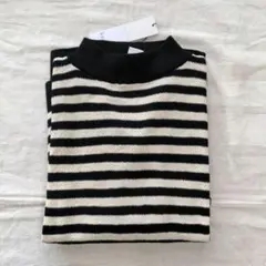 【新品未使用】 ボーダー 白×黒 ノースリーブ ニット ベスト コットン100%