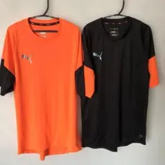 【PUMA】futbol DRY CELL Tシャツ　オレンジ・黒　2着セット