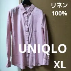 ユニクロ　プレミアムリネンシャツ　長袖　XL　ピンク
