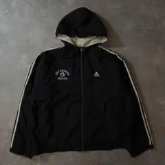90s adidas 中綿　ナイロンジャケット　バック刺繍ロゴ　アームライン