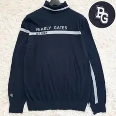 2023✨️パーリーゲイツ XL カシミヤタッチ天竺 タートルネックニット 濃紺