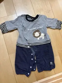 ライオンプリントロンパース グレー/ネイビー